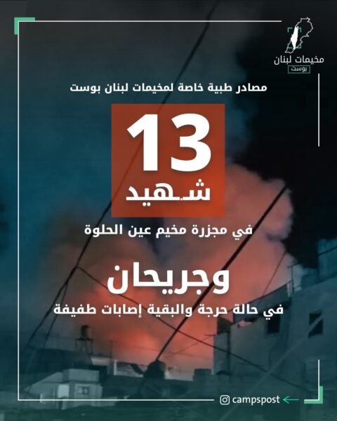 13 شهيد في مجزرة مخيم عين الحلوة