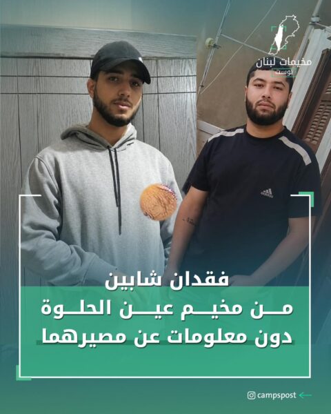 فقدان شابين من عين الحلوة