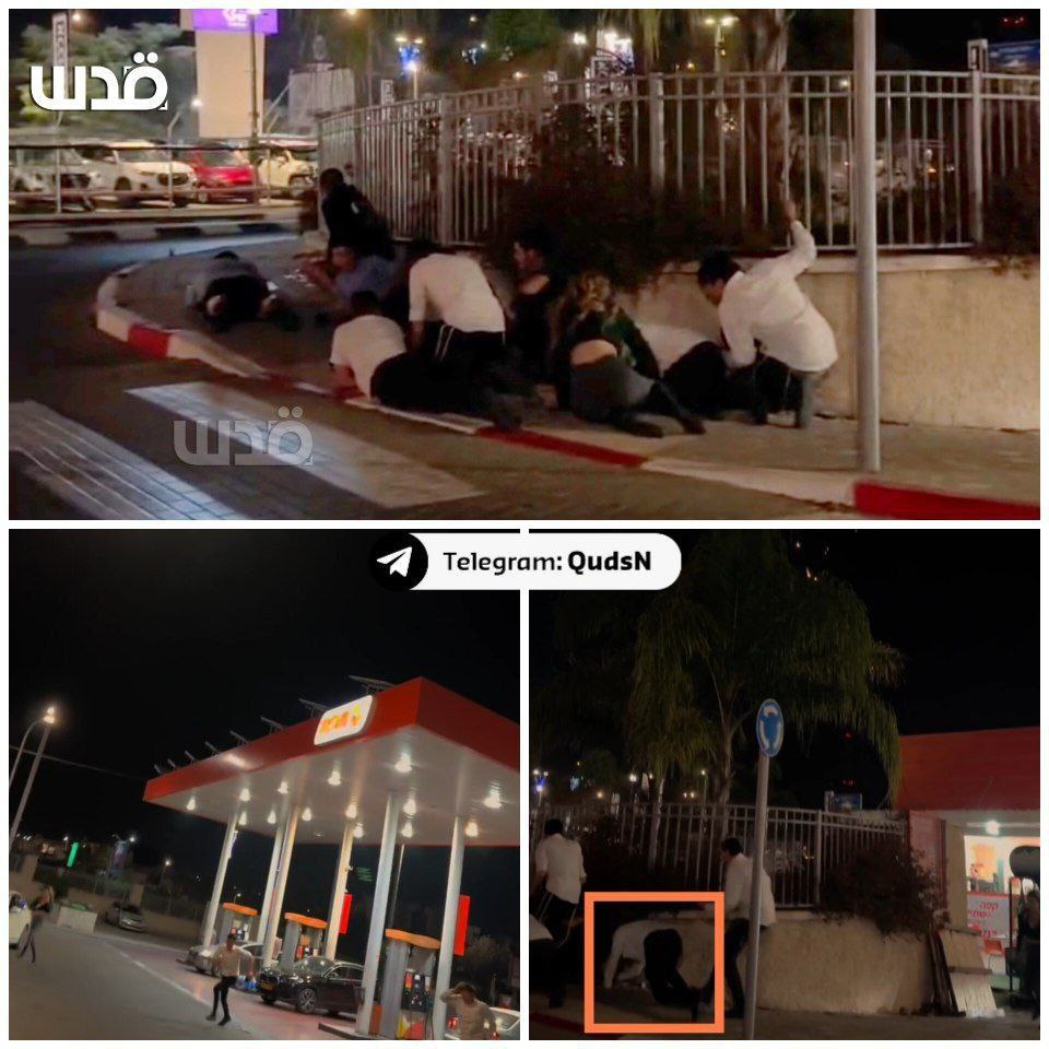 لحظة هروب مستوطنين من شوارع حيفا واختبائهم، بعد قصف المدينة…