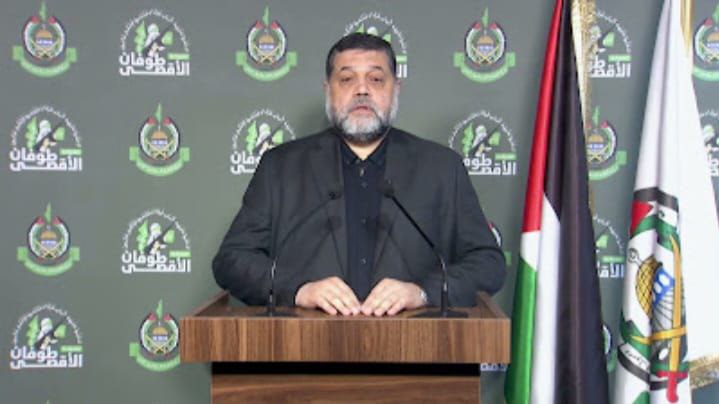 🔴 القيادي في حركة حماس “أسامة حمدان”؛ خلال مؤتمر صحفي…