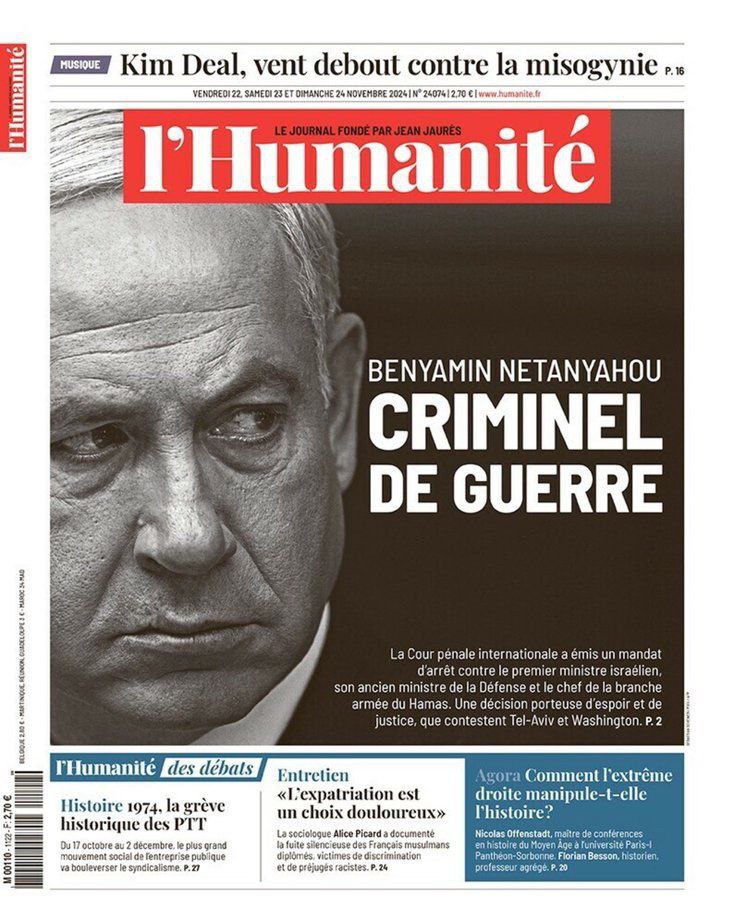 غلاف صحيفة L’Humanité الفرنسية ليوم 22 تشرين الثاني/نوفمبر 2024. 

العنوان…