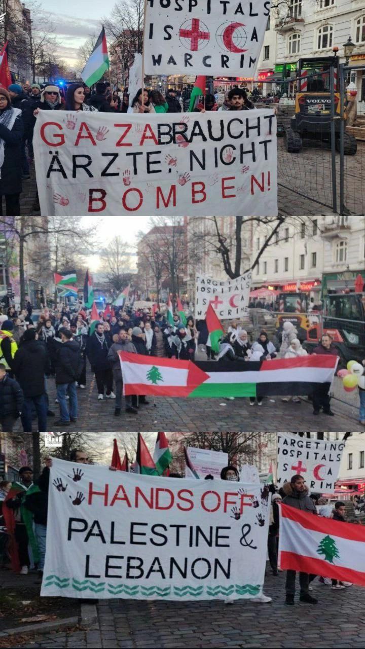 🔴 مسيرة بمدينة “هامبورغ” الألمانية، دعماً لفلسطين وتنديداً بمجازر الاحتلال.