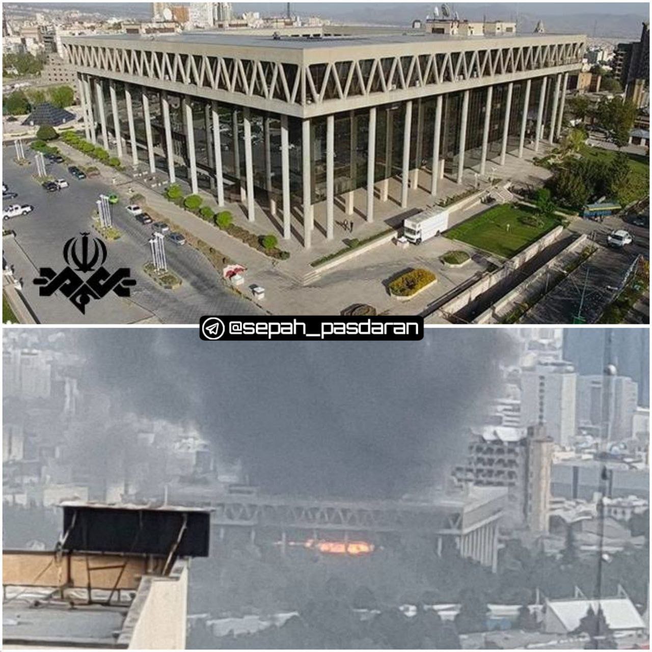 مقر التلفزيون الإيراني بعد القصف