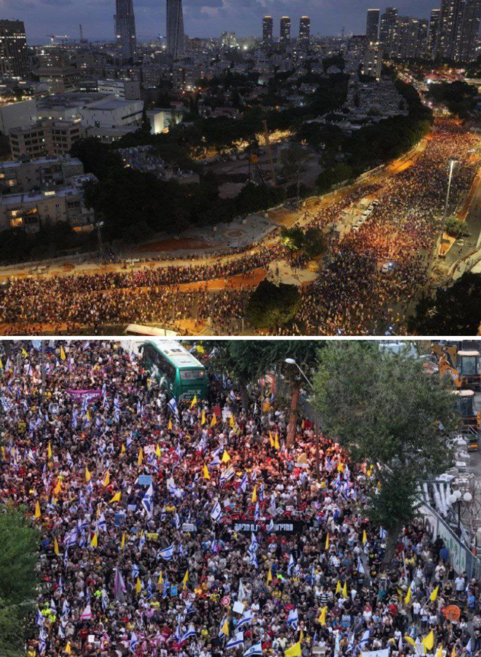 مئات آلاف المستوطنين يتجمعون في ميدان “أسرى الاحتلال” وشوارع تل…