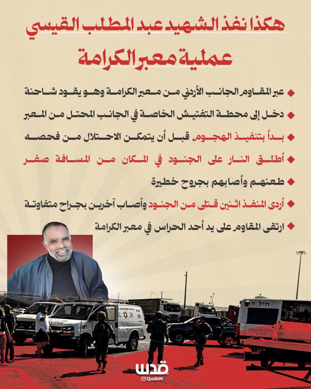 🔴 هكذا نفذ الشهيد عبد المطلب القيسي العملية البطولية عند…