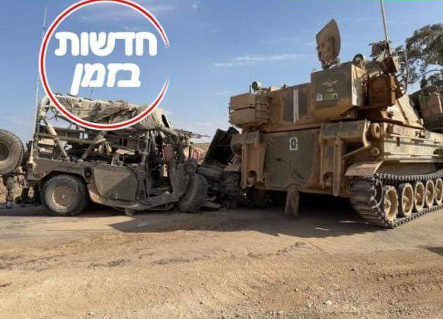 صورة تظهر اصطدام ناقلة جند من طراز “نمر” بجيب “هامر”…