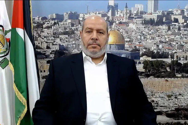 رئيس حركة حماس في قطاع غزة، خليل الحية، خلال كلمة…