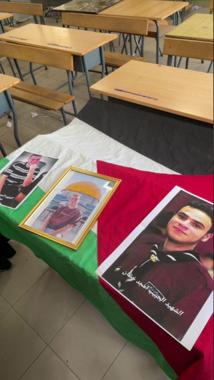 مقعد الشهيد أمجد خشان في ثانوية بيسان بمخيم عين الحلوة…