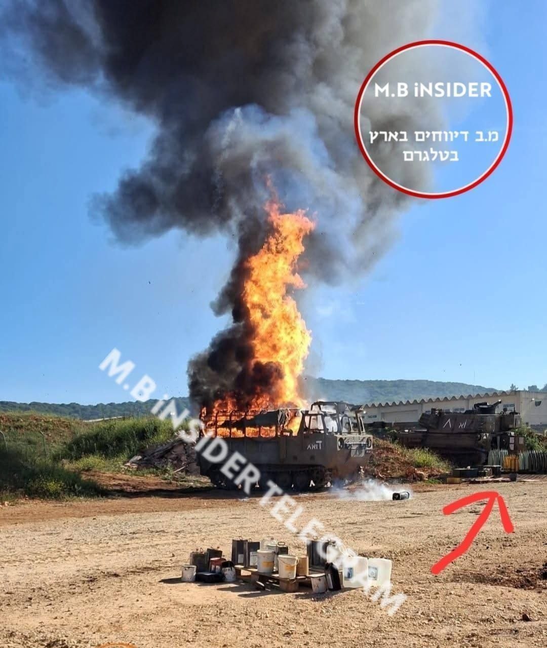 صورة أولية للآلية المصفحة التي فجرتها مسيرة حزب الله وتسبب…