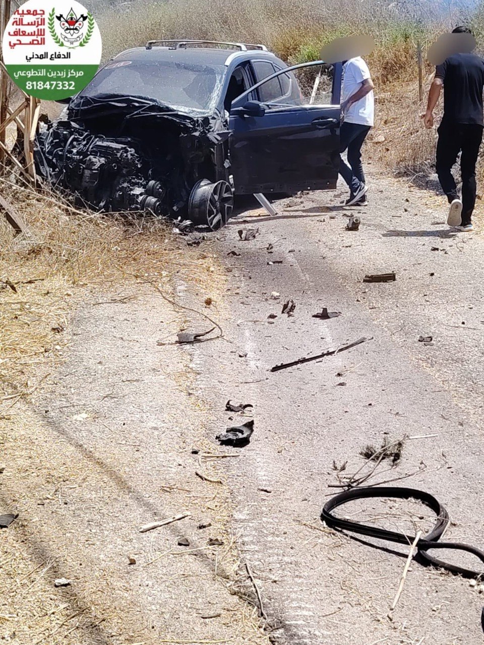 السيارة المستهدفة في دوحة كفررمان قضاء النبطية جنوب لبنان