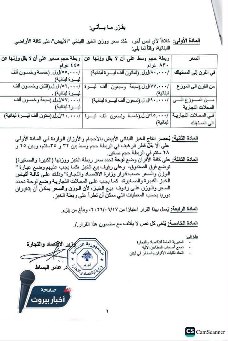 رسميًا.. ارتفاع سعر ربطة الخبز إلى 95 ألف ليرة

أعلنت وزارة…